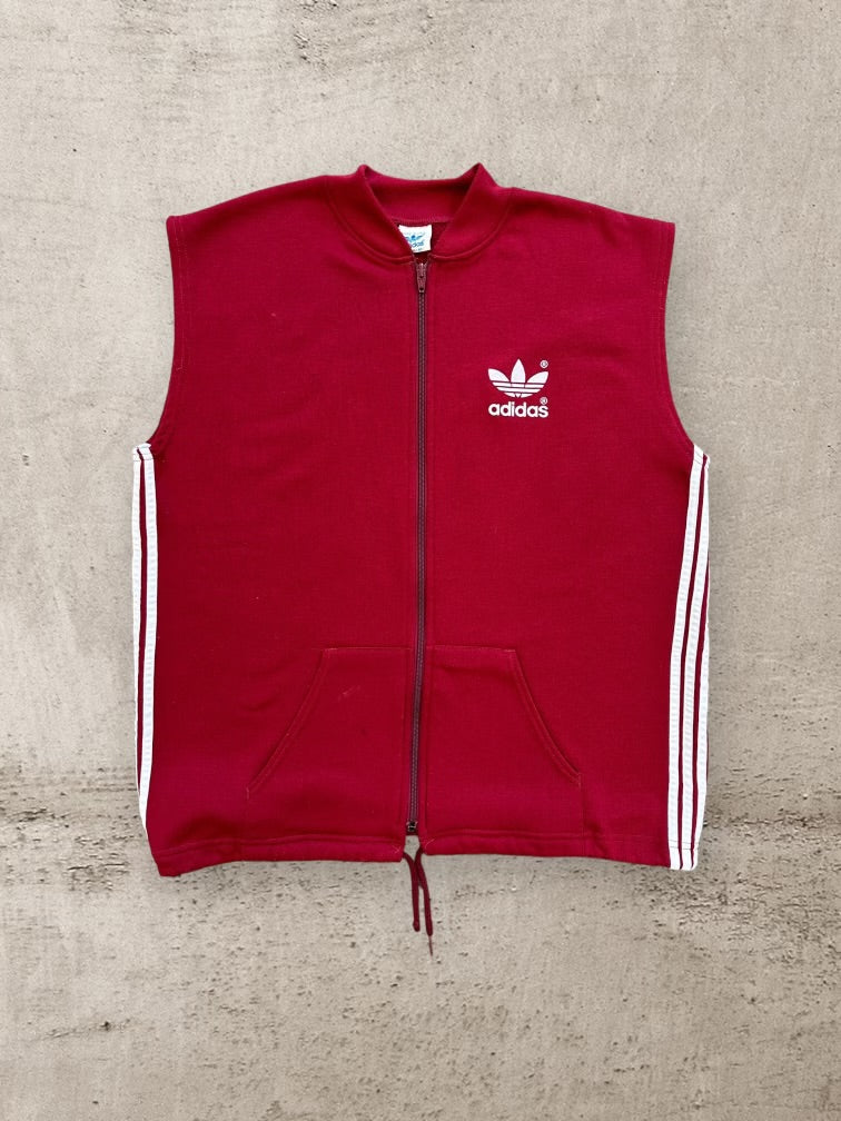 80s Adidas Striped Zip Up Sweat Vest