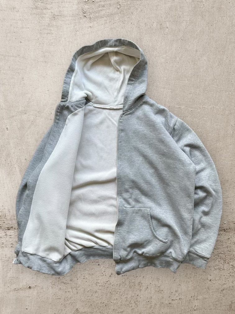 90s Thermal Lined Grey Zip Up Hoodie