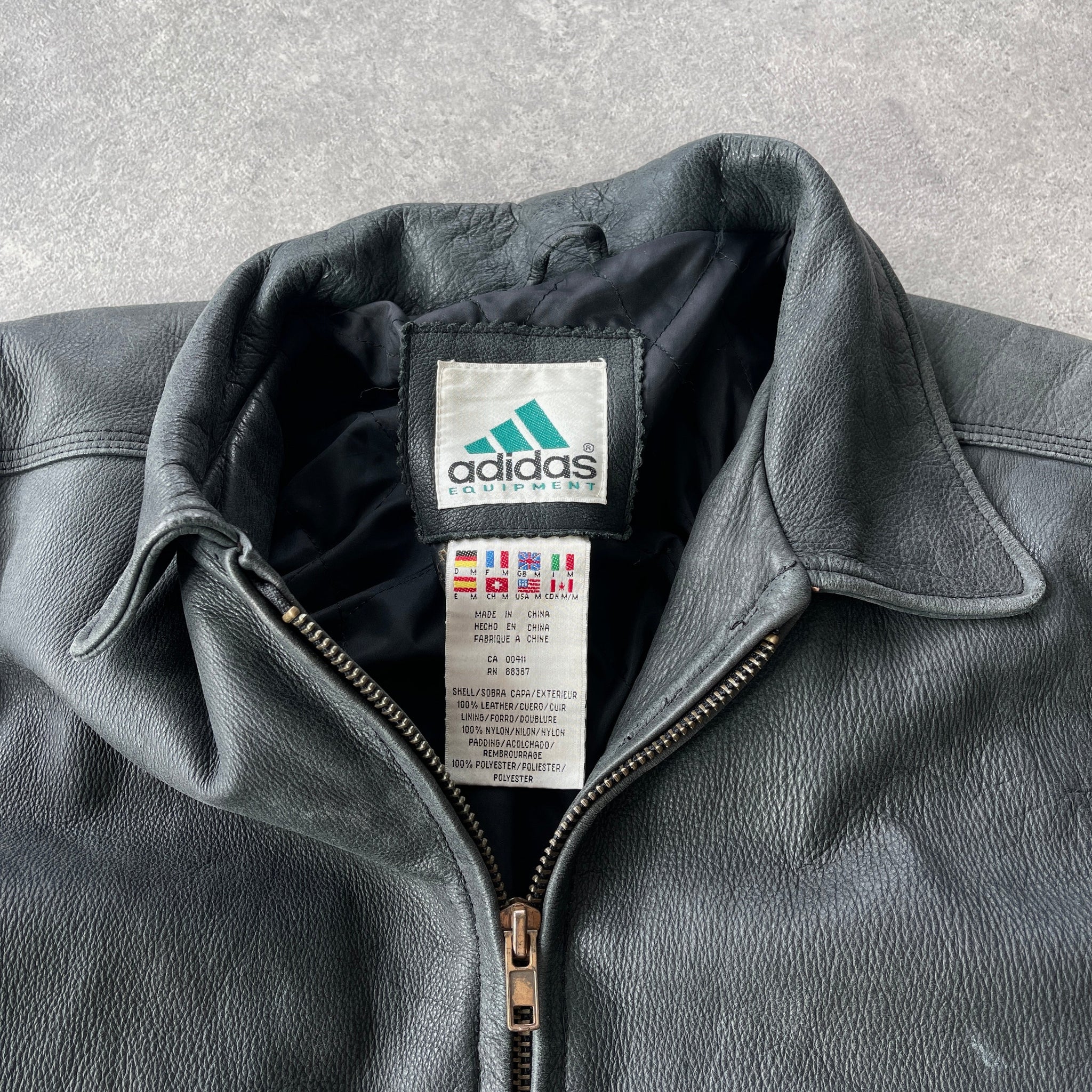 AD*DAS Equipment RARE 1990s heavyweight leather jacket (L)