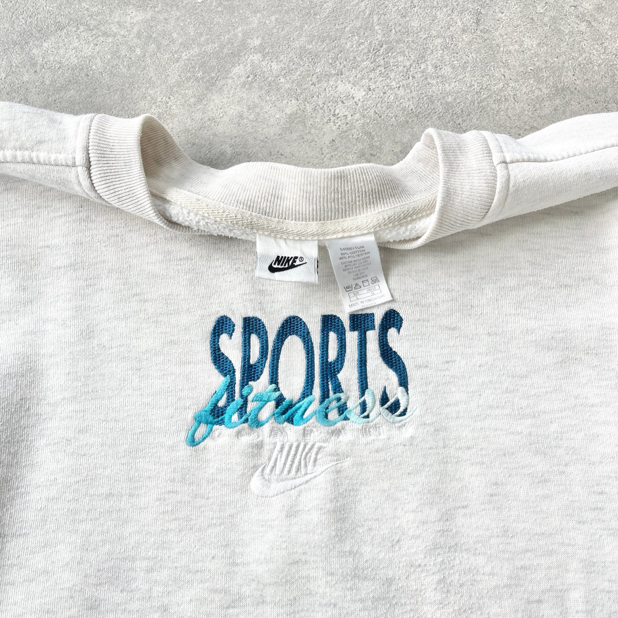 N*ke RARE 1990s ‘sports fitness’ heavyweight embroidered sweatshirt (XL)