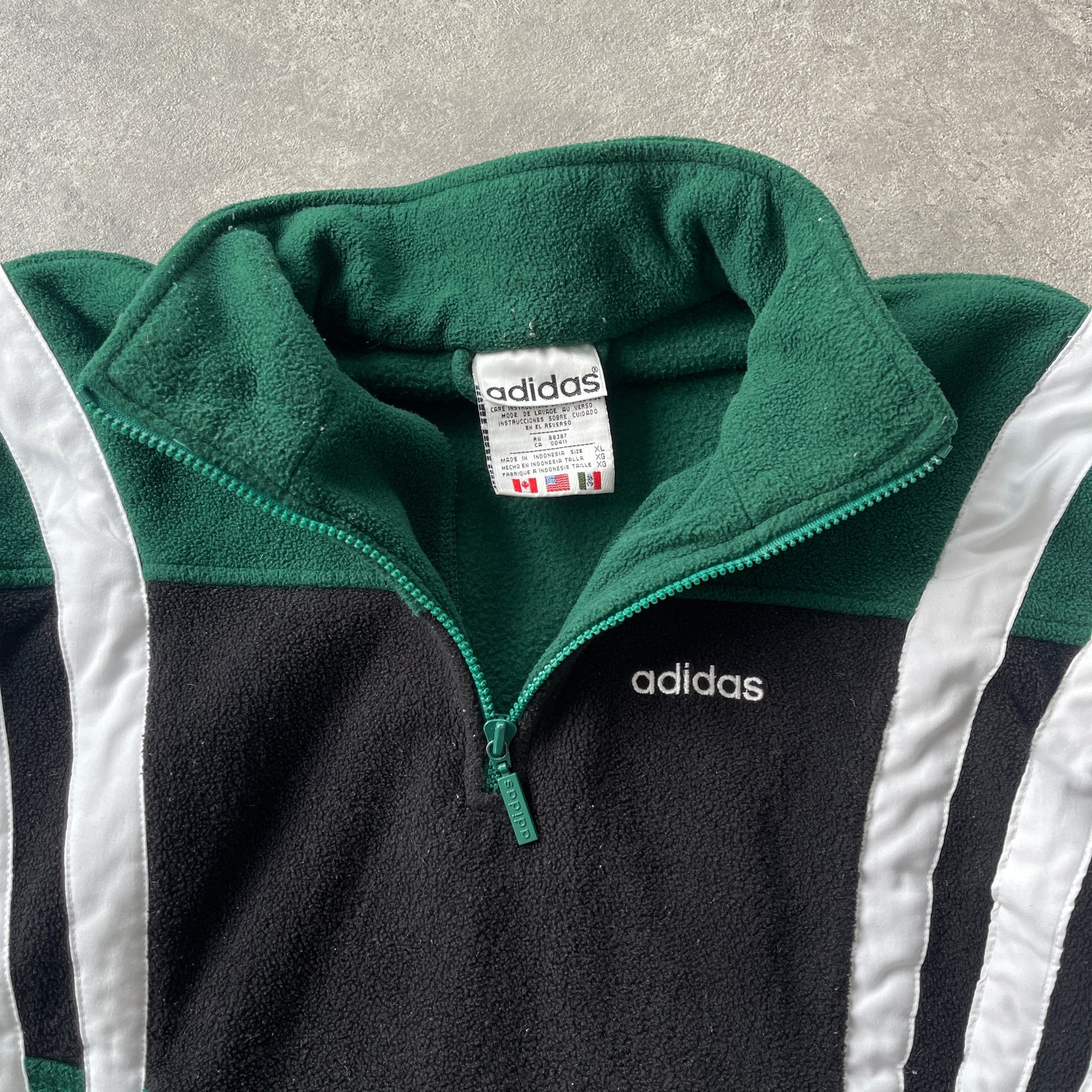 AD*DAS RARE 1990s 1/4 zip heavyweight colour block fleece jacket (L)