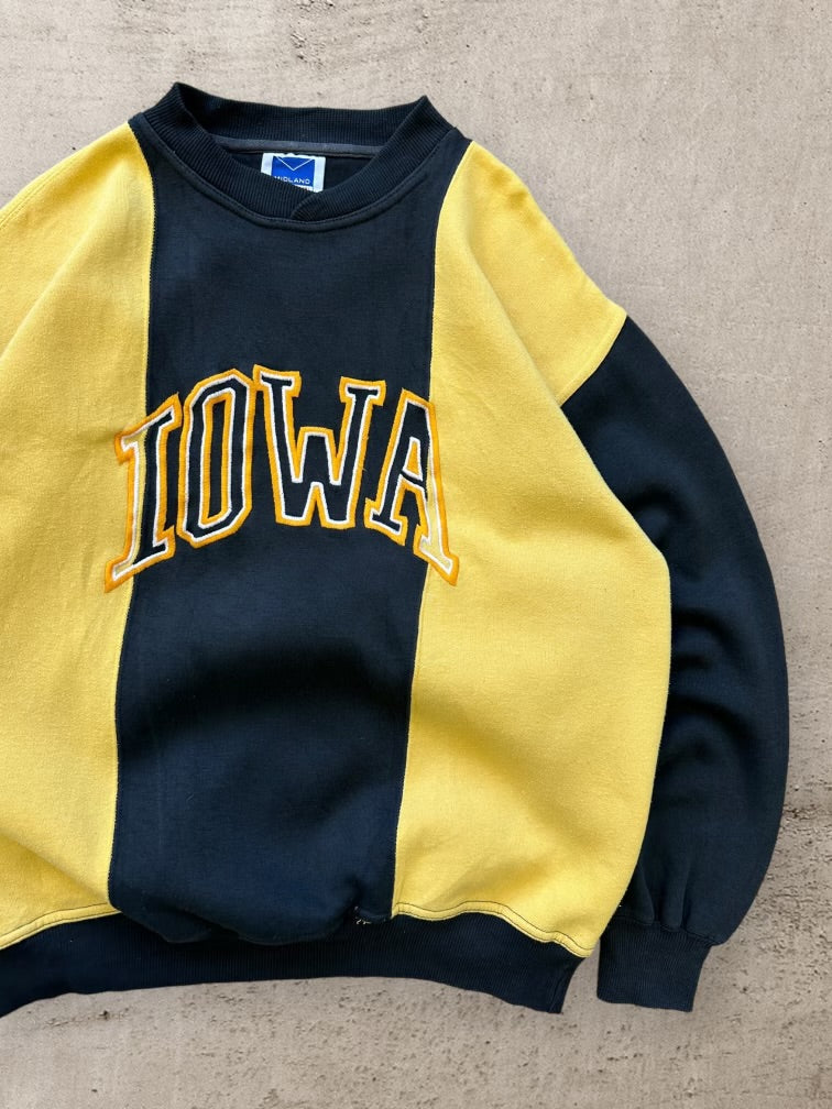 90s Iowa Color Block Embroidered Crewneck