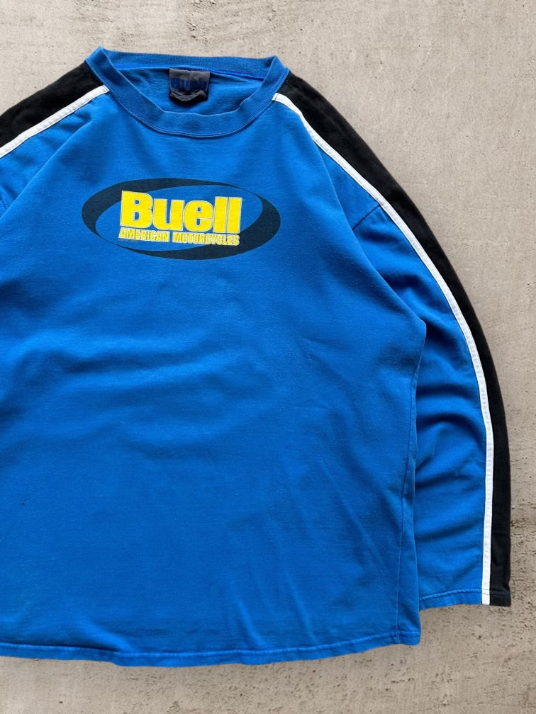 90s Buell Motorcycles Striped Long Sleeve T-Shirt