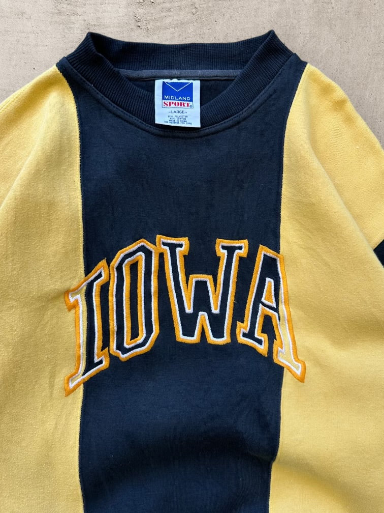 90s Iowa Color Block Embroidered Crewneck