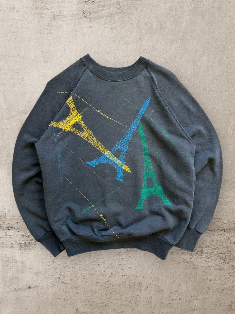 80s Geometric Eiffel Tower Graphic Crewneck