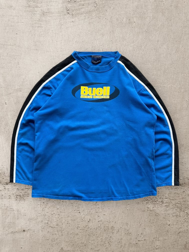 90s Buell Motorcycles Striped Long Sleeve T-Shirt