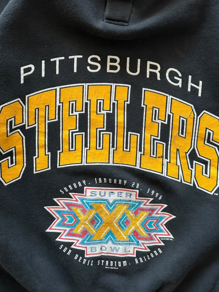 90s Starter Pittsburgh Steelers Super Bowl Henley Hoodie